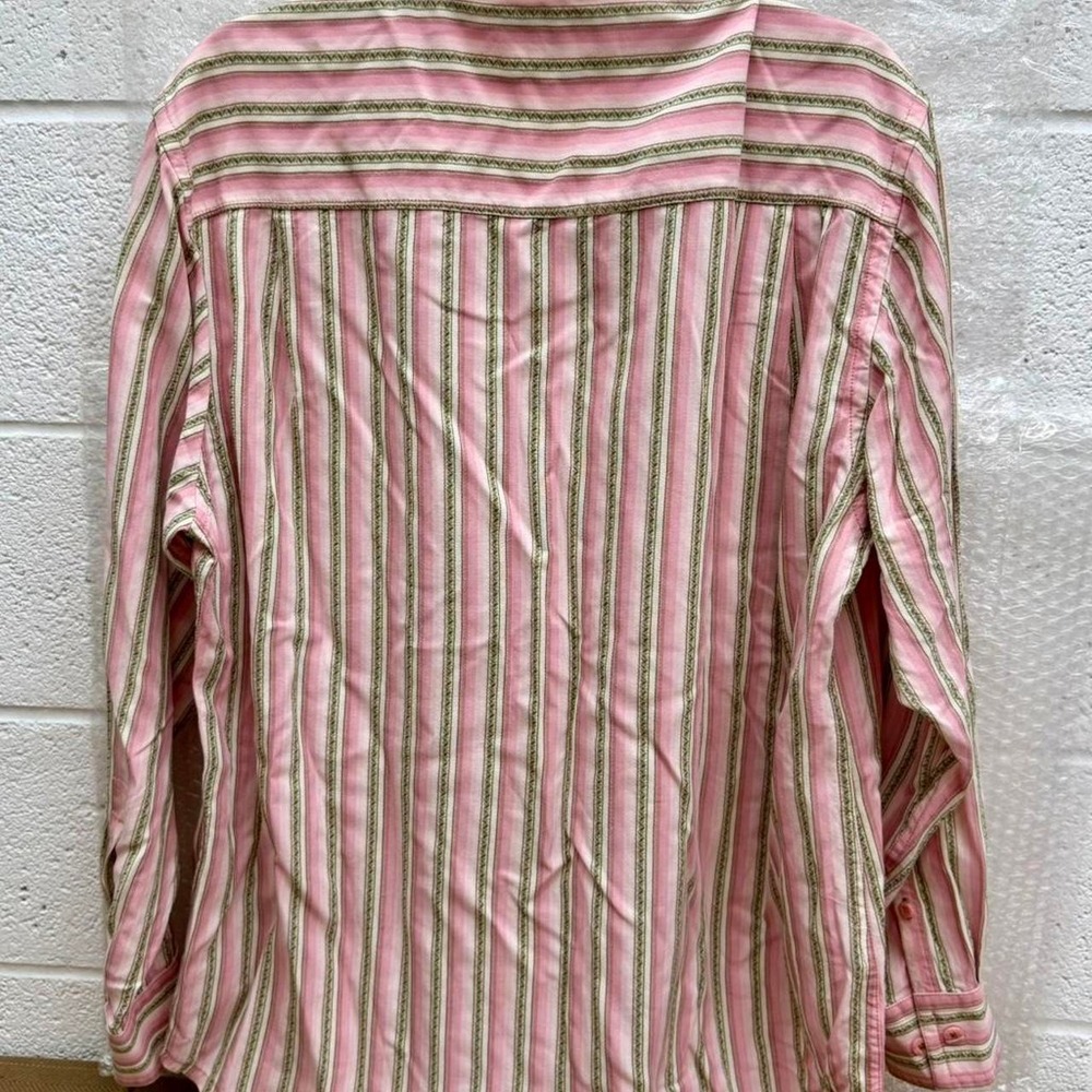 90s Tommy Bahama Tencel Lyocell Vertical Stripe Button Up - Picture 6 of 8